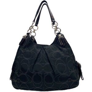 COACH Maggie Mia Satin Black S Jacquard Hobo Shoulder Bag - H1073-16153
